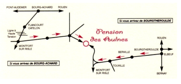 Plan d'accès à la Pension des Aulnes